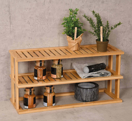 Kesper Boden Badezimmerregal Bamboo mit 2 Regalböden 55x20x27cm Beige