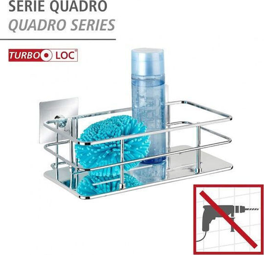 Wenko Quadro Wall Mounted Bathroom Shelf Inox 24x14.5x10cm Silver