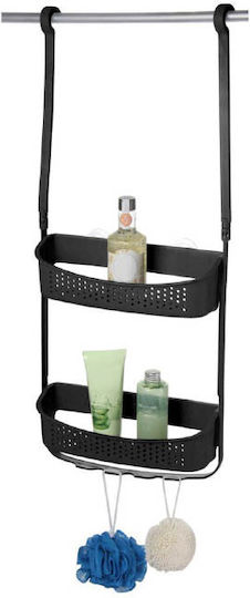 Ankor An der Wand montiert Badezimmerregal Kunststoff mit 2 Regalböden 31x10x70cm Schwarz