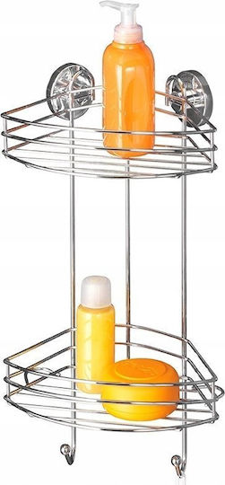 Wenko Vacuum-Loc Ecke An der Wand montiert Badezimmerregal Metallisch mit 2 Regalböden 23x21x43cm Silber