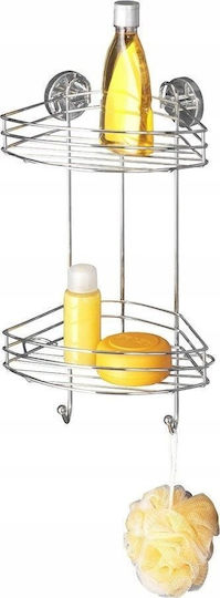 Wenko Vacuum-Loc Ecke An der Wand montiert Badezimmerregal Metallisch mit 2 Regalböden 23x21x43cm Silber