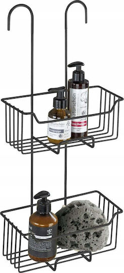 Selbstklebendes Edelstahl Badregal An der Wand montiertes Badezimmerregal Metallisch 25x14x55cm Silbern
