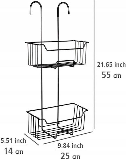 Selbstklebendes Edelstahl Badregal An der Wand montiertes Badezimmerregal Metallisch 25x14x55cm Silbern