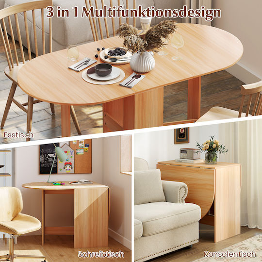 Foldable Outdoor Wooden Table Natural Wood 163x80x75cm