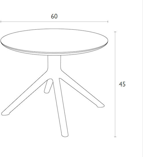 Table for Small Outdoor Spaces from Polypropylene Sky White 60x60x45cm