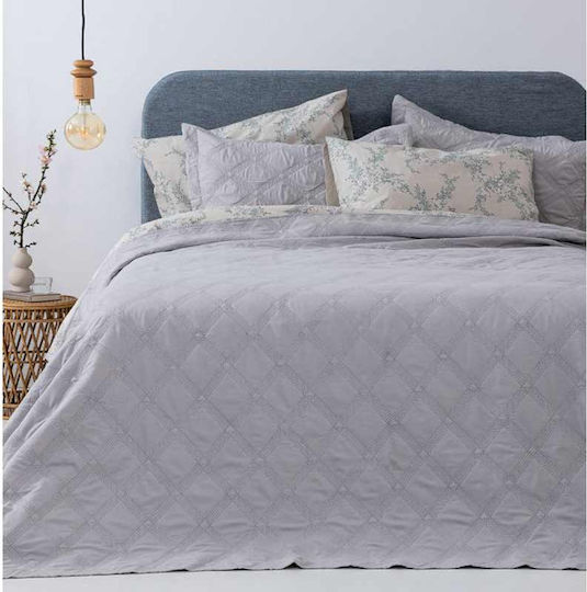 Palamaiki Ifigeneia Set Coverlet Single Microfiber Silver 160x240cm