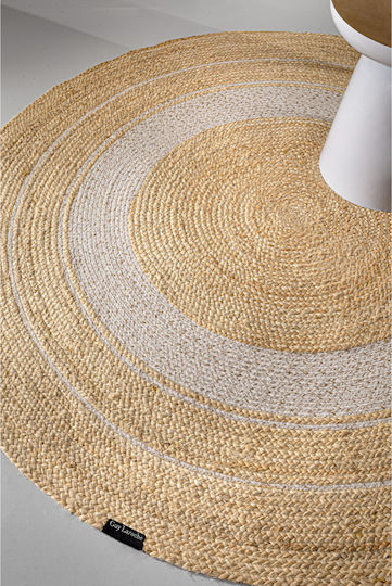 Guy Laroche Majestic Χαλί Στρογγυλό Καλοκαιρινό από Γιούτα Majestic White Φ150cm