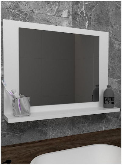 Λευκό Κρεμαστό Καθρέφτης Μπάνιου Ράφι – 60x45 Cm