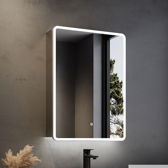 Baklatsidis Rectangular Bathroom Mirror Led Metal with Cabinet 50x70cm