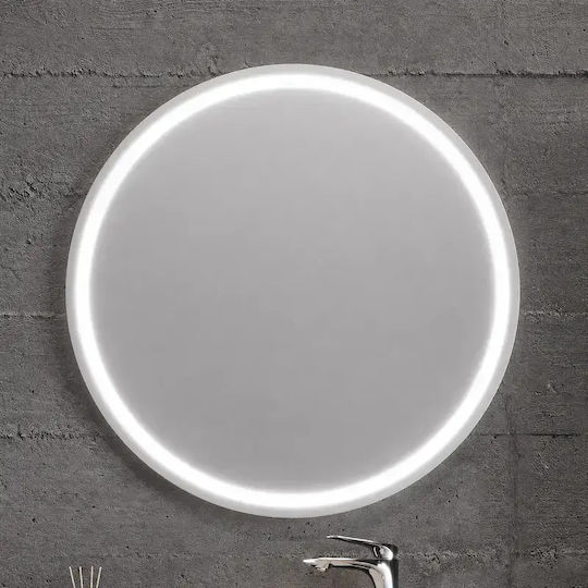 Martin Oglindă de Baie Rotundă Lumini LED din MDF 80x80cm Albastru