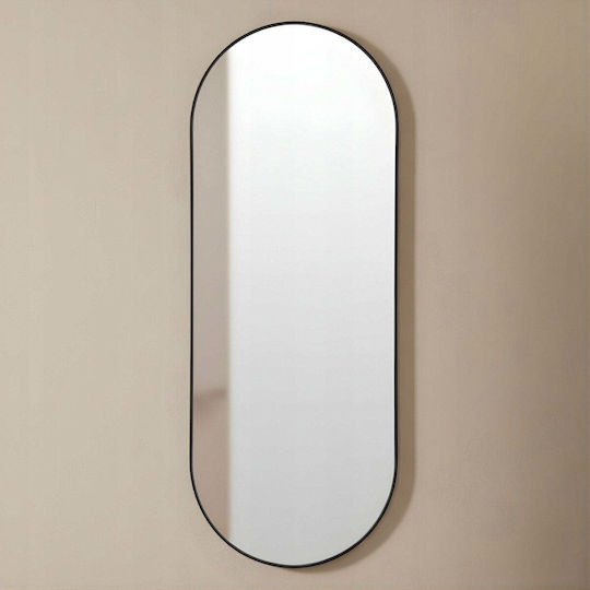 Edaxo Oval Wall Mirror with Black Metal Frame 80x30cm