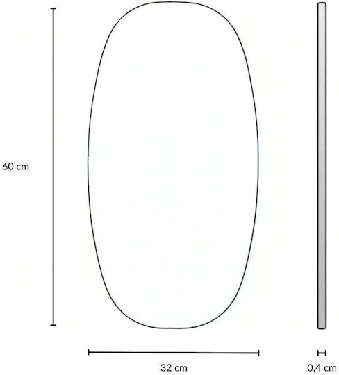 Edaxo Wandspiegel Oval mit Metallischem Rahmen 60x32cm