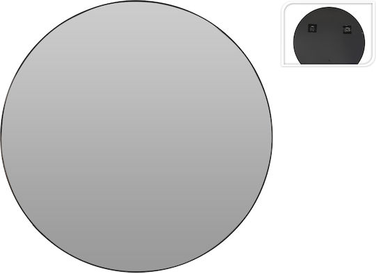 Zaros Wall Mirror with Black Frame Diameter 75cm 1pcs