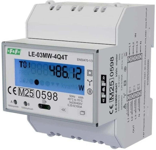 Energy Meter F&f Le-03mw-4q4t Three-Phase Bidirectional 4 Quadrant 3×230/400 V Ac 50hz Ip20