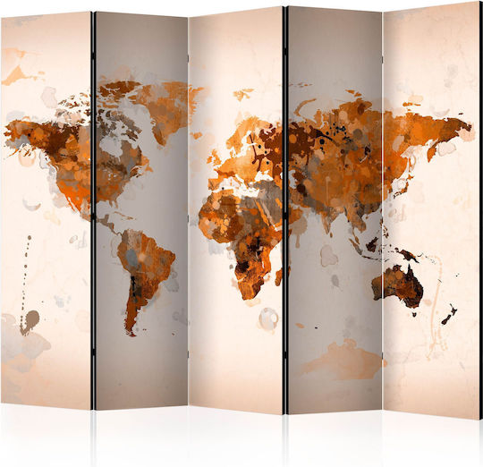 Polihome World in Brown Shades II Wooden Room Divider with 5 Panels 225x172cm