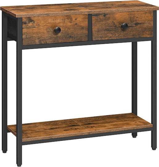 Console Table from Wood & Metal Brown/Black W75xD24xH75cm