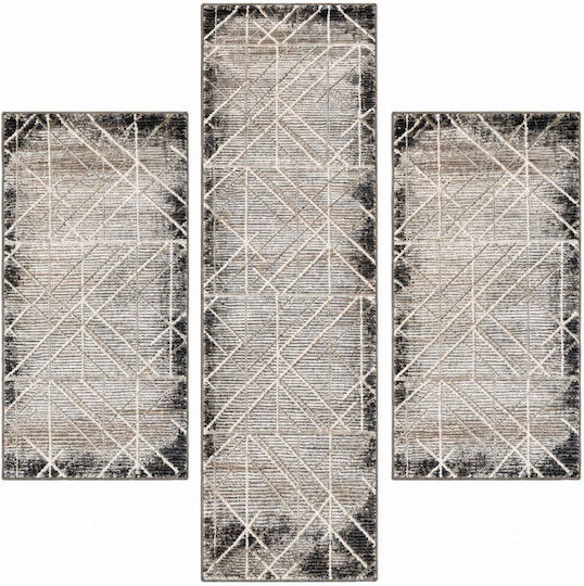 Diva Hl232a Modern Bedroom Rug Set Grey Diva-HL232A-Grey-Antrasit Set 3 Pieces