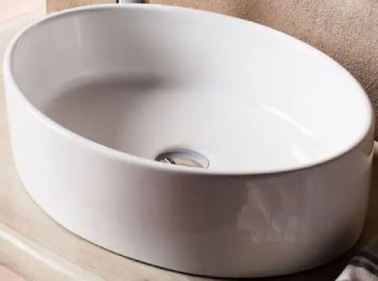 Tema Επικαθήμενος Νιπτήρας Πορσελάνης 51x36.5x14.5cm Λευκός Tema Επικαθήμενος Νιπτήρας Πορσελάνης 51x36.5x14.5cm Λευκός