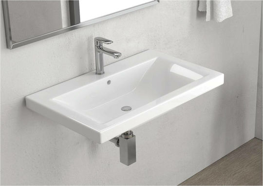 Karag Delft Wall Mounted Wall-mounted Sink Porcelain 70x44x15cm White