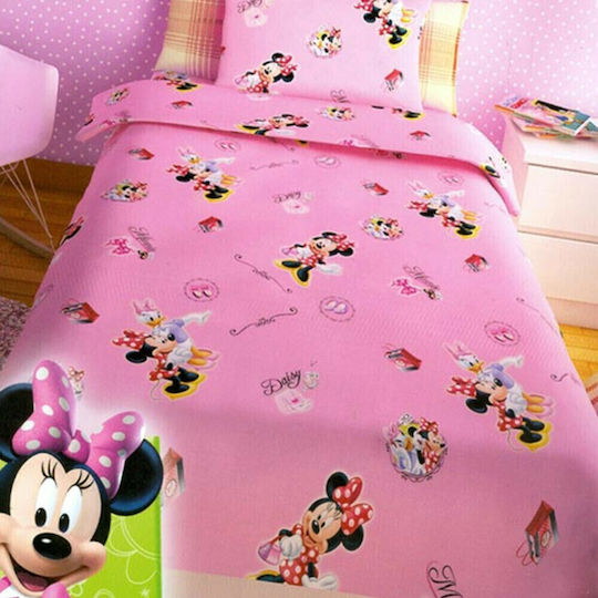 Disney Комплект чаршафи Единично Памучни Minnie Розов 155x260см 3бр