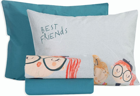 Nef-Nef Homeware Σετ Μονά Girl Friends Aqua 170x260cm Nef-Nef Homeware Σετ Μονά Girl Friends Aqua 170x260cm