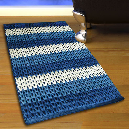 San Lorentzo Бански килим Памук Правоъгълена Chenille 1508 BLUE/WHITE Синьо/бяло 70x120бр