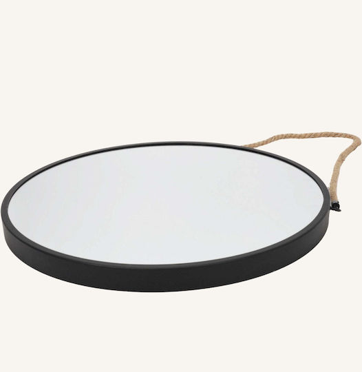 Edaxo Wall Mirror with Black Metallic Frame Diameter 50cm