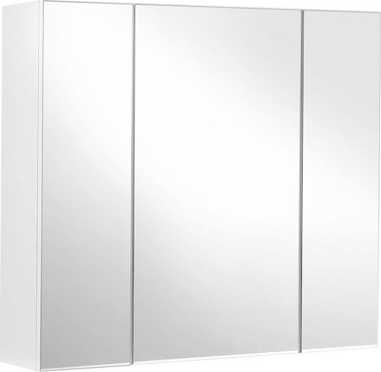 Leobert Ορθογώνιος από MDF με Ράφι & Ντουλάπι 60x15cm Λευκός