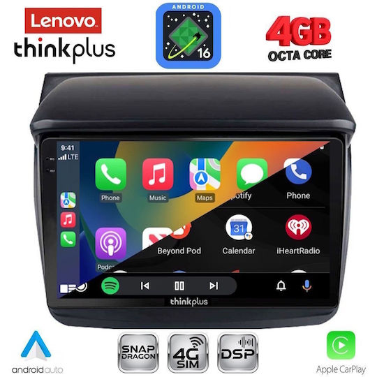 Lenovo Автомобилна Аудио Система за Mitsubishi L200 2006-2015 (Bluetooth/USB/WiFi/GPS/Apple CarPlay/Android Auto) с Touch Screen 9"