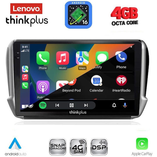 Lenovo Автомобилна Аудио Система За Peugeot 2008 2012-2021 Bluetooth USB Вграден Wi-Fi GPS Apple CarPlay Android Auto С Touch Screen 10"