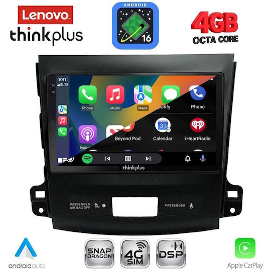 Lenovo Автомобилна Аудио Система за Peugeot 4007 Mitsubishi Outlander Citroen C-Crosser 2006-2012 (Bluetooth/USB/Wi-Fi/GPS/Apple CarPlay/Android Auto) с Touch Screen 9"
