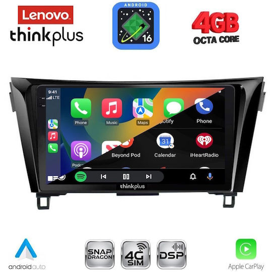 Lenovo Автомобилна Аудио Система за Nissan Qashqai / X-Trail 2014-2021 (Bluetooth/USB/Wi-Fi/GPS/Apple CarPlay/Android Auto) с Touch Screen 10"