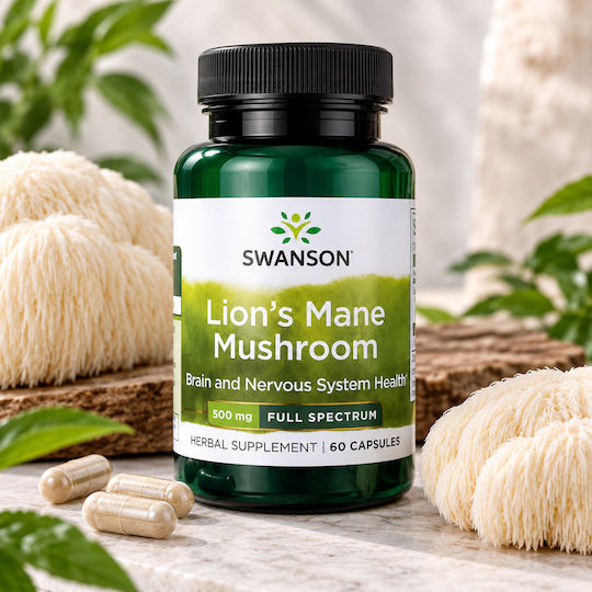Swanson Lions Mane Mushroom 500mg 60 caps