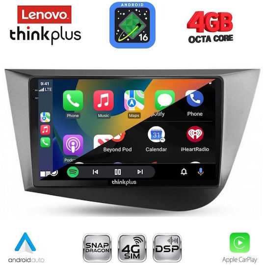Lenovo Car Audio System for Seat Leon 2005-2012 with Clima Bluetooth USB WiFi GPS Apple CarPlay Android Auto with 9" Touch Screen