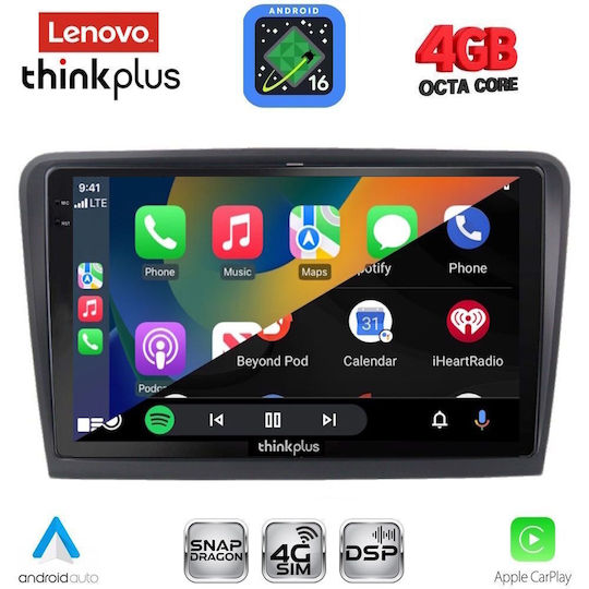Lenovo Car Audio System for Skoda Superb 2008-2015 with Clima (Bluetooth/USB/WiFi/GPS/Apple CarPlay/Android Auto) with 10" Touch Screen