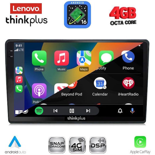 Lenovo Автомобилна Аудио Система за Toyota Auris 2013-2015 (Bluetooth/USB/Вграден Wi-Fi/GPS/Apple CarPlay/Android Auto) с Touch Screen 10"