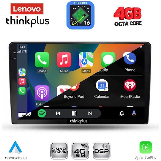 Lenovo Автомобилна Аудио Система за Toyota Auris 2007-2012 (Bluetooth/USB/Вграден Wi-Fi/GPS/Apple CarPlay/Android Auto) с Touch Screen 9"