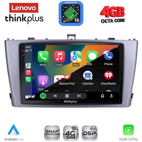 Lenovo Автомобилна Аудио Система за Toyota Avensis 2009-2015 (Bluetooth/USB/Вграден Wi-Fi/GPS/Apple CarPlay/Android Auto) с Touch Screen 9"