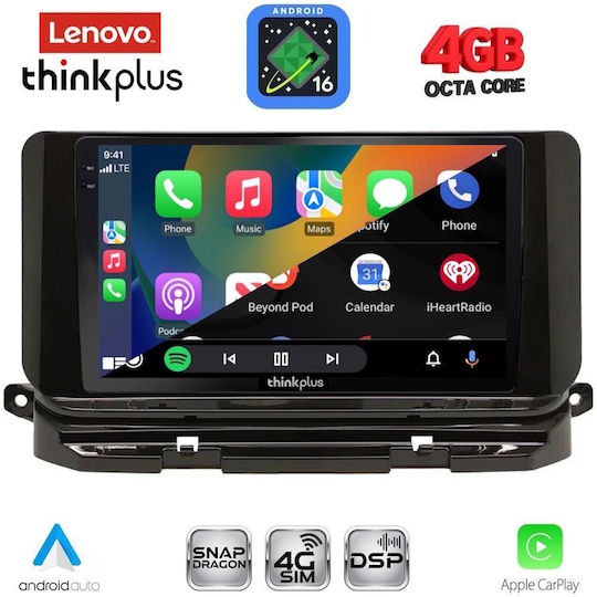 Lenovo Автомобилна Аудио Система за Skoda Octavia 2021-2026 с Clima (Bluetooth/USB/Wi-Fi/GPS/Apple CarPlay/Android Auto) с Touch Screen 10"