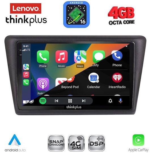 Lenovo Car Audio System for Skoda Rapid 2014-2019 with Clima (Bluetooth/USB/WiFi/GPS/Apple CarPlay/Android Auto) with 9" Touch Screen