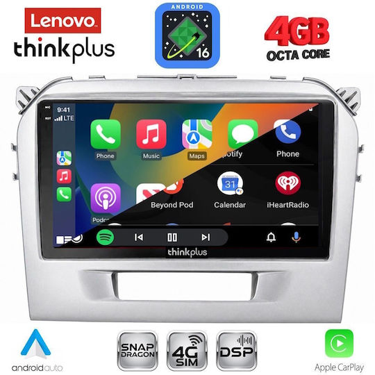Lenovo Автомобилна Аудио Система за Suzuki Vitara 2016-2022 (Bluetooth/USB/Вграден Wi-Fi/GPS/Apple CarPlay/Android Auto) с Touch Screen 9"