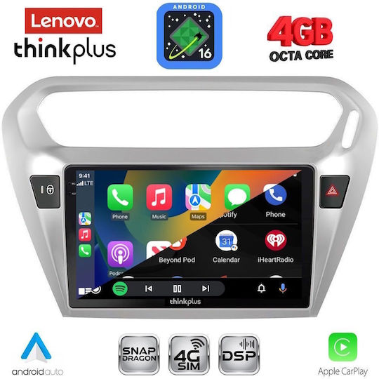 Lenovo Автомобилна Аудио Система За Peugeot 301 Citroen C-Elysee 2013-2023 Bluetooth USB WiFi GPS Apple CarPlay Android Auto С 9" Touch Screen