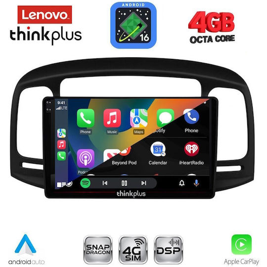 Lenovo Lenovo Auto-Audiosystem für Hyundai Accent 2005-2012 mit Touchscreen 9" Bluetooth USB WiFi GPS Apple CarPlay Android Auto