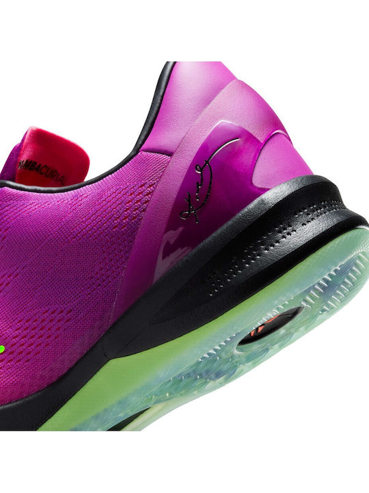 Kobe 8 Protro Mambacurial Niedrige Basketballschuhe Rot Pflaume / Elektrisches Grün / Pink Flash