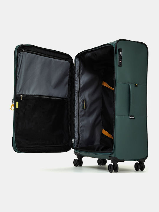 Mandarina Duck Eco Coated Μεγάλη Βαλίτσα Ταξιδίου Υφασμάτινη Deep Green με 4 Ρόδες Ύψους 78εκ.