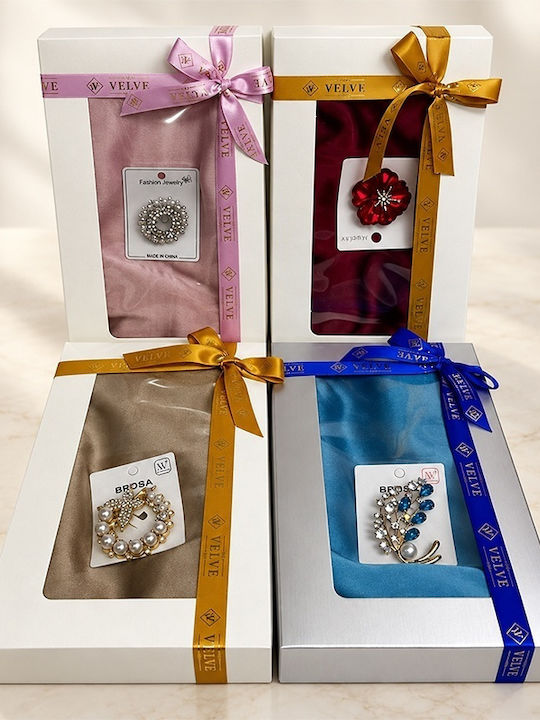 Set 4 Silky Packs Women Elegant Scarves Brooches 170 X 90 Cm Multicolor