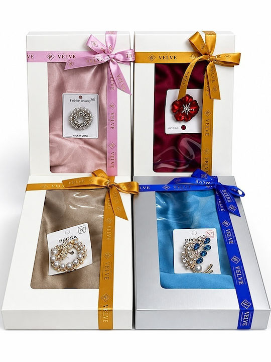 Set 4 Silky Packs Women Elegant Scarves Brooches 170 X 90 Cm Multicolor