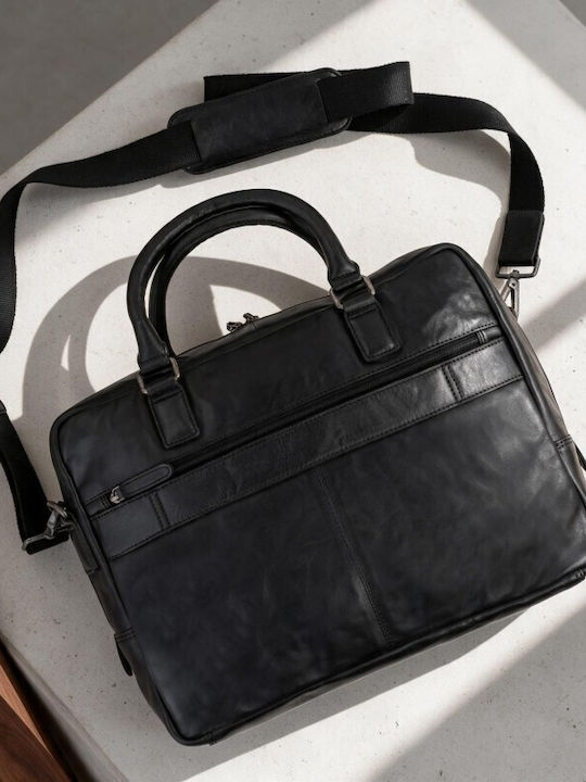 Leather Men's Laptop Bag Black Lightweight Business Bag SL-13-BL