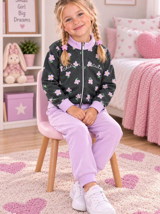 Kinder Sweatpants Set Mit Jacke Flieder