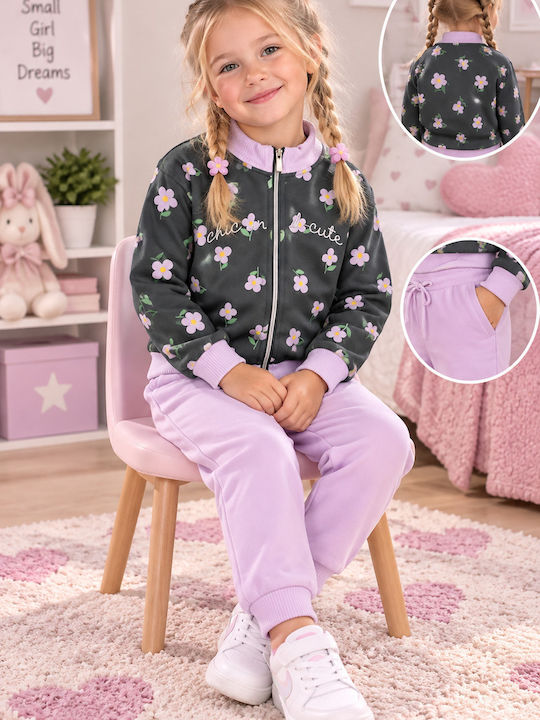 Kinder Sweatpants Set Mit Jacke Flieder